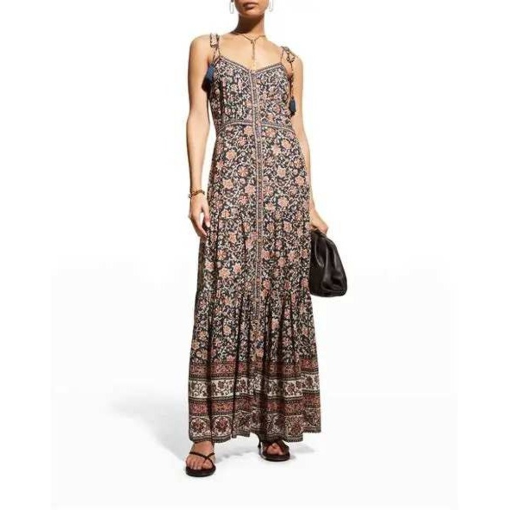 Veronica Beard Windansea Floral Print Tassel Maxi Dress Small S